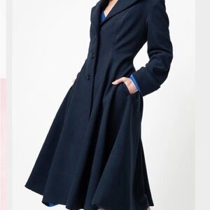 Micheline Pitt for Unique Vintage dark navy neo-noir swing coat
